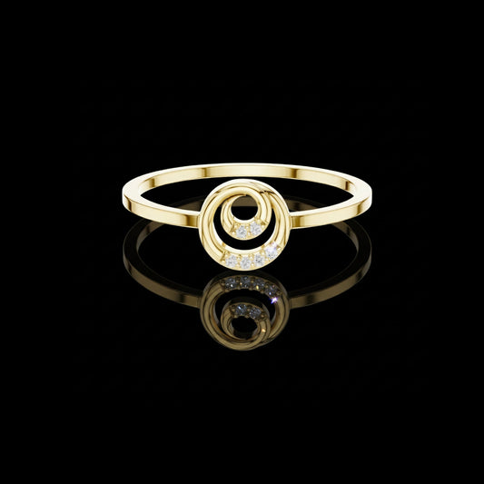 Swirl Accents Round Cut Moissanite Diamond Engagement Ring