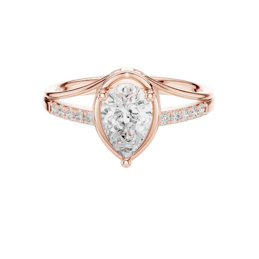 Split Shank Solitaire Pear Cut Moissanite Diamond Wedding Ring For Women