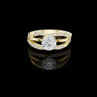 Split Shank Round Brilliant Cut Lab Grown Diamond With Pave Band