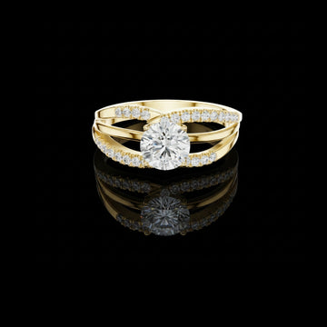 0.85 CT Split Shank Round Brilliant Cut Lab Diamond Solitaire with Pave Detailing For Quiet Days