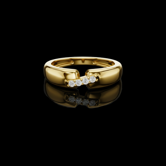 0.072 TCW Contemporary Open Front Round Cut Moissanite Diamond Cuff Ring