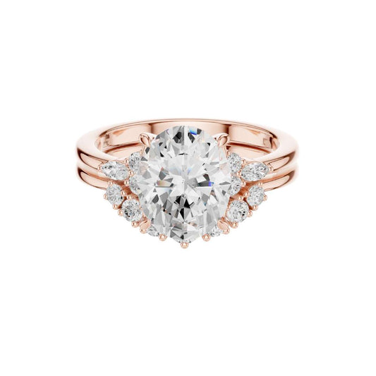Dazzling Oval Cut Lab Diamond Ring with Floral Inspired Halo