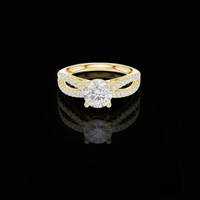 Round Cut Lab Grown Diamond Double Pave Split Shank Engagement Ring
