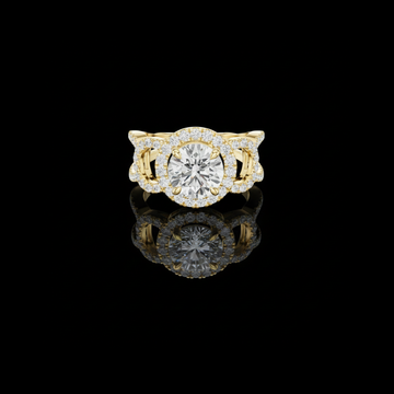 1.50 CT Elegant Round Brilliant Center Moissanite Diamond Pave Halo & Split Shank Wedding Ring For Her