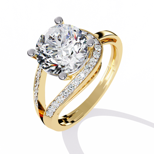 Round Lab Grown Wedding Ring For Her With Split Pave Band
