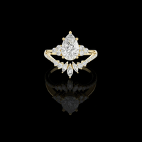 Pear Cut Crown Cluster Lab Grown Diamond Split Shank Ring