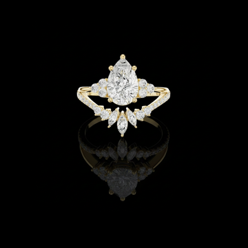1.55 CT Classic Pear Cut Lab Grown Diamond Split Shank with Marquise & Round Accents Luxury Bridal Ring