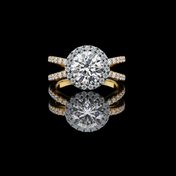 1.52 CT Round Halo Moissanite Diamond Split Shank Ring Sparkling Pave Engagement Design by Ivevar Luxury