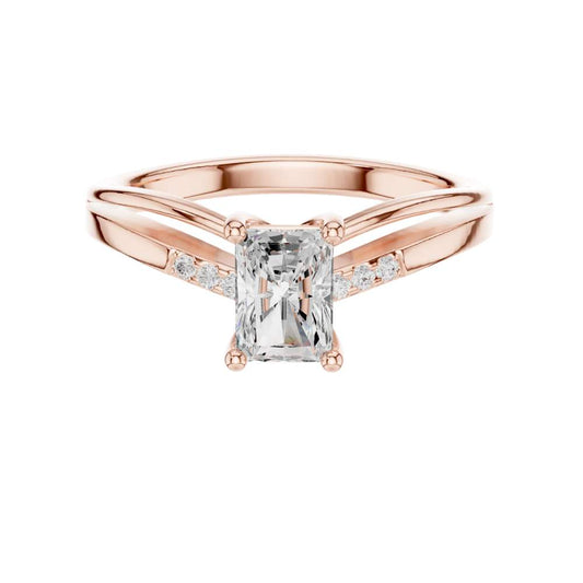 Split Shank Radiant Cut Moissanite Diamond Wedding Ring For Her