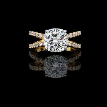 2.65 CT Round Brilliant Moissanite Diamond Split Shank Ring Double Band Pave Engagement Ring by Ivevar Luxury