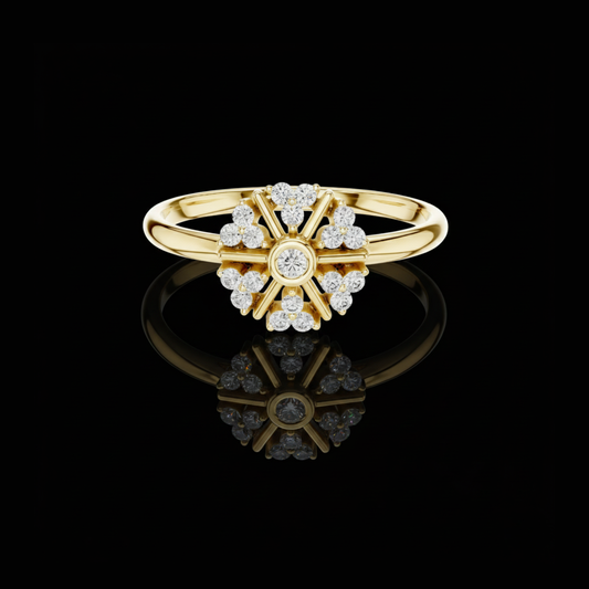 0.012 CT Radiant Spoke Bloom Moissanite Diamond Cluster Ring Vintage Floral Statement Shiny Jewelry For Her