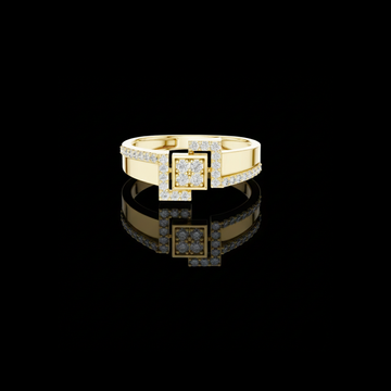 Square Cluster Pave Lab grown Diamond Statement Ring Wide Band Design