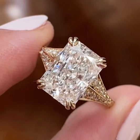 Radiant Cut Lab Grown Diamond Filigree Vintage Ring