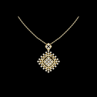 Round Moissanite Diamond Geometric Square Pendant Necklace