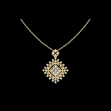 Round Moissanite Diamond Geometric Square Pendant Necklace