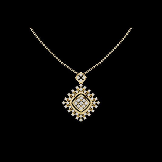 Round Moissanite Diamond Geometric Square Pendant Necklace