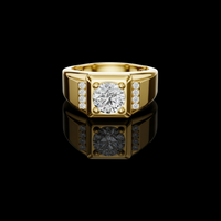 Round Cut Lab Grown Diamond Signet Engagement Ring