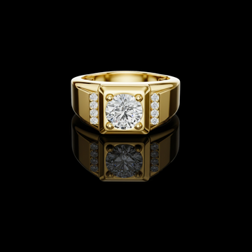 Round Cut Lab Grown Diamond Signet Engagement Ring