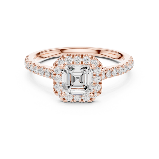 Square Asscher Cut Lab Grown Diamond Halo Ring