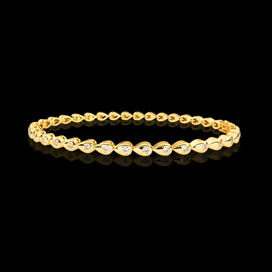 Round Cut Moissanite Diamond Station Bracelet with Open Marquise Links