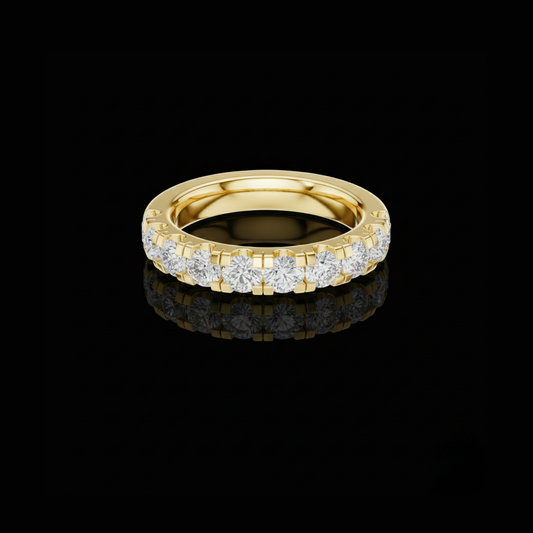 Round Lab Grown Diamond Half Eternity Wedding Band