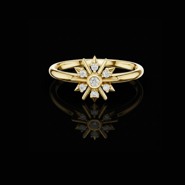 0.048 TCW Dainty Modern Stunning Starburst Lab Grown Round Cut Diamond Ring in Gold