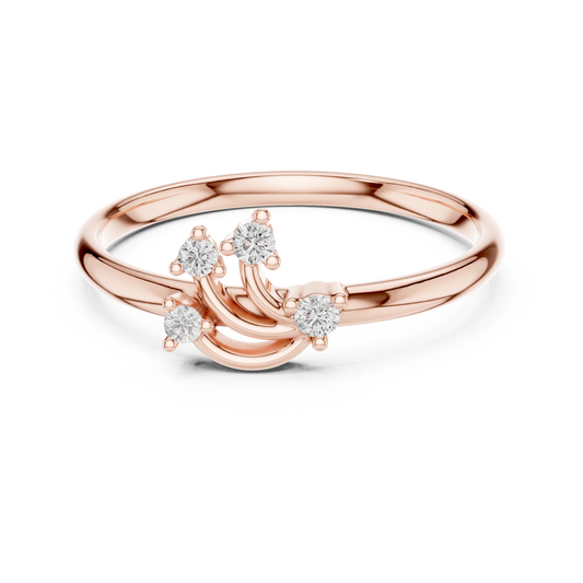 Round Cut Moissanite Diamond Curved Cluster Ring for Women