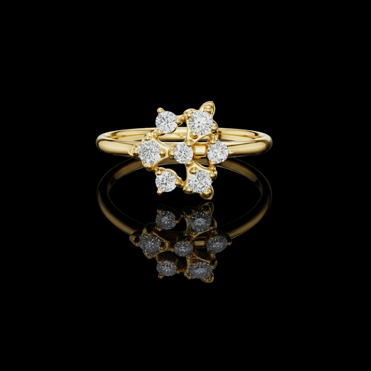 0.20 TCW Radiant Star Shaped Bloom Ring in Lustrous lab Grown Diamonds