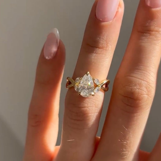 Pear Cut Cluster Lab Grown Ring with Open Infinity Band