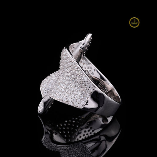 Round Cut Moissanite Diamond Men's Organic Fluid Wave Full Pave Statement Band