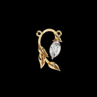 Nature Inspired Leafy Silhouette Statement Charm Featuring Moissanite