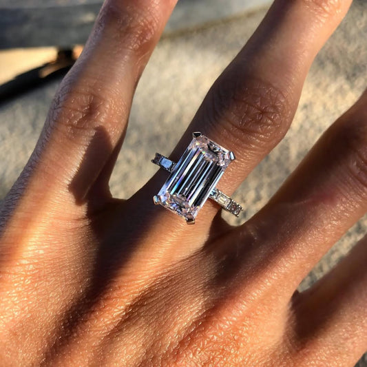 Baguette Cut Lab Grown Diamond Ring With Baguette Sides
