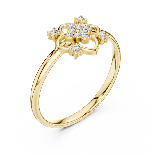 Round Moissanite Diamond Clover Floral Ring