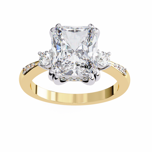 Radiant Cut Three Stone Moissanite Diamond Solitaire Wedding Ring