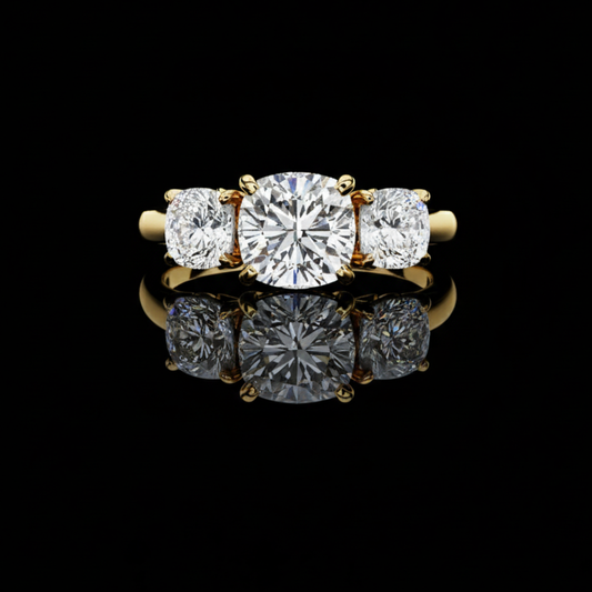 2.27 CT Elegant Three Stone Moissanite Cushion Cut Diamond Engagement Ring For Her