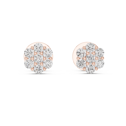 Noble Floral Cluster Round Cut Lab Diamond Stud Earrings