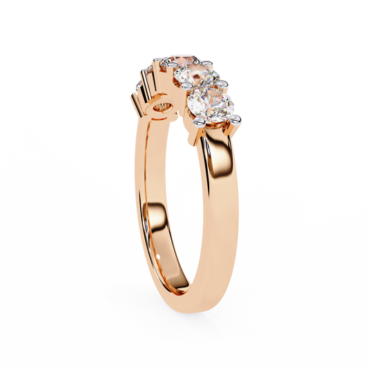 Round Cut Five Stone Lab Grown Anniversary Band Wedding Ring
