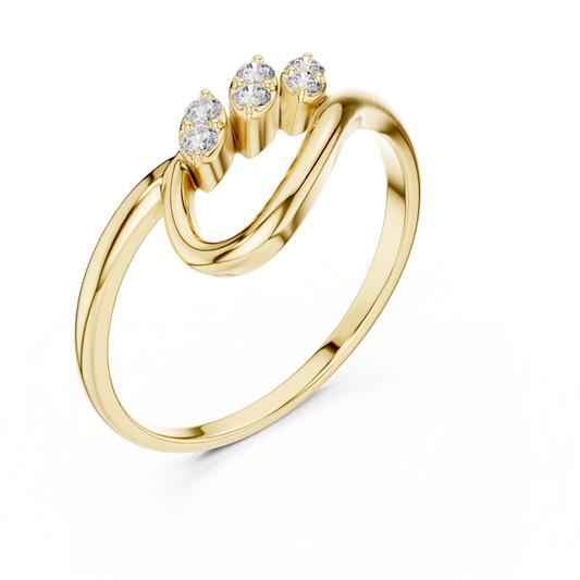 Three Marquise Cut Moissanite Diamond Bypass Ring with Slim Band