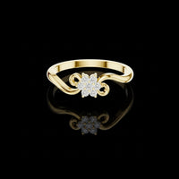Round Lab Grown Diamond Floral Swirl Delicate Ring