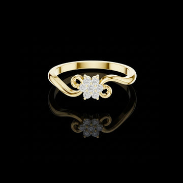 Round Lab Grown Diamond Floral Swirl Delicate Ring