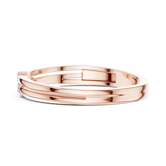 Three Lab Grown Diamond Flush Set Gold Band Ring