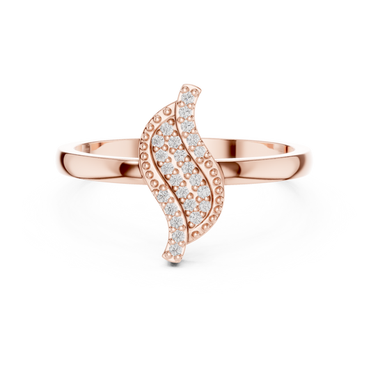 Round Cut Moissanite Diamond Leaf Motif Gold Anniversary Ring