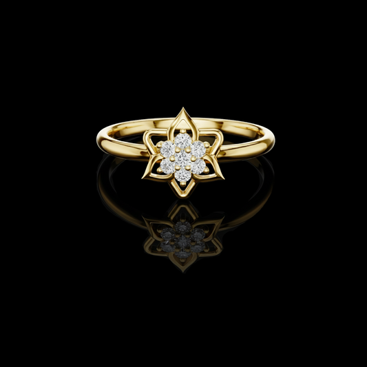 0.075 TCW Eternal Sunpetal Harmony Ring with a Constellation of Lab Grown Diamond Blossoms