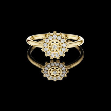 0.004 CT Sun Inspired Ring Featuring a Central Round Moissanite Diamond