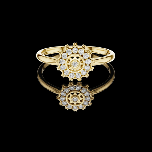 0.004 CT Sun Inspired Ring Featuring a Central Round Lab Grown Diamond