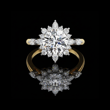 1.67 CT Moissanite Diamond Round Cut Sunburst Halo Ring with Center Luxury Bridal Jewelry