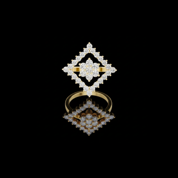 0.68 TCW Artistic Moissanite Diamond Cluster Ring with Openwork Geometric Halo Design