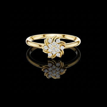 0.078 TCW Swirling Floral Cluster Moissanite Diamond in Round Cut Sparkling Everyday Fine Ring