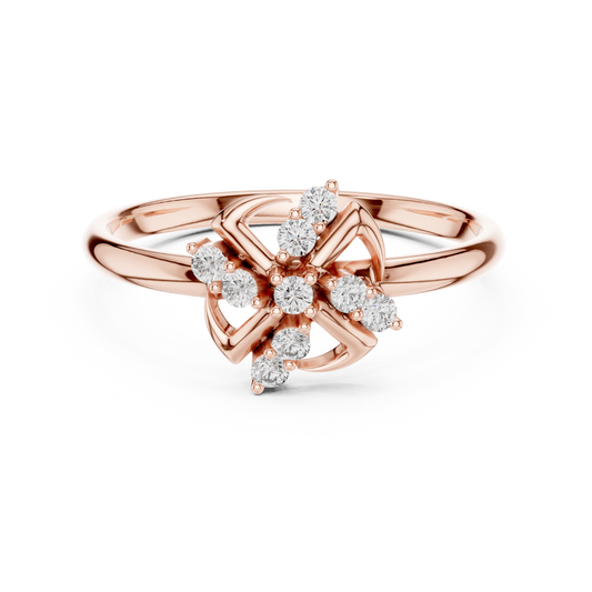 0.09 TCW Unique Petal Swirl Design Twisted Floral Round Cut Lab Diamond Ring