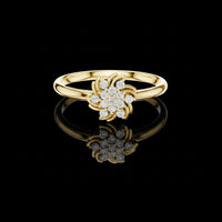 Round Cut Lab Grown Diamond Swirl Floral Cluster Ring
